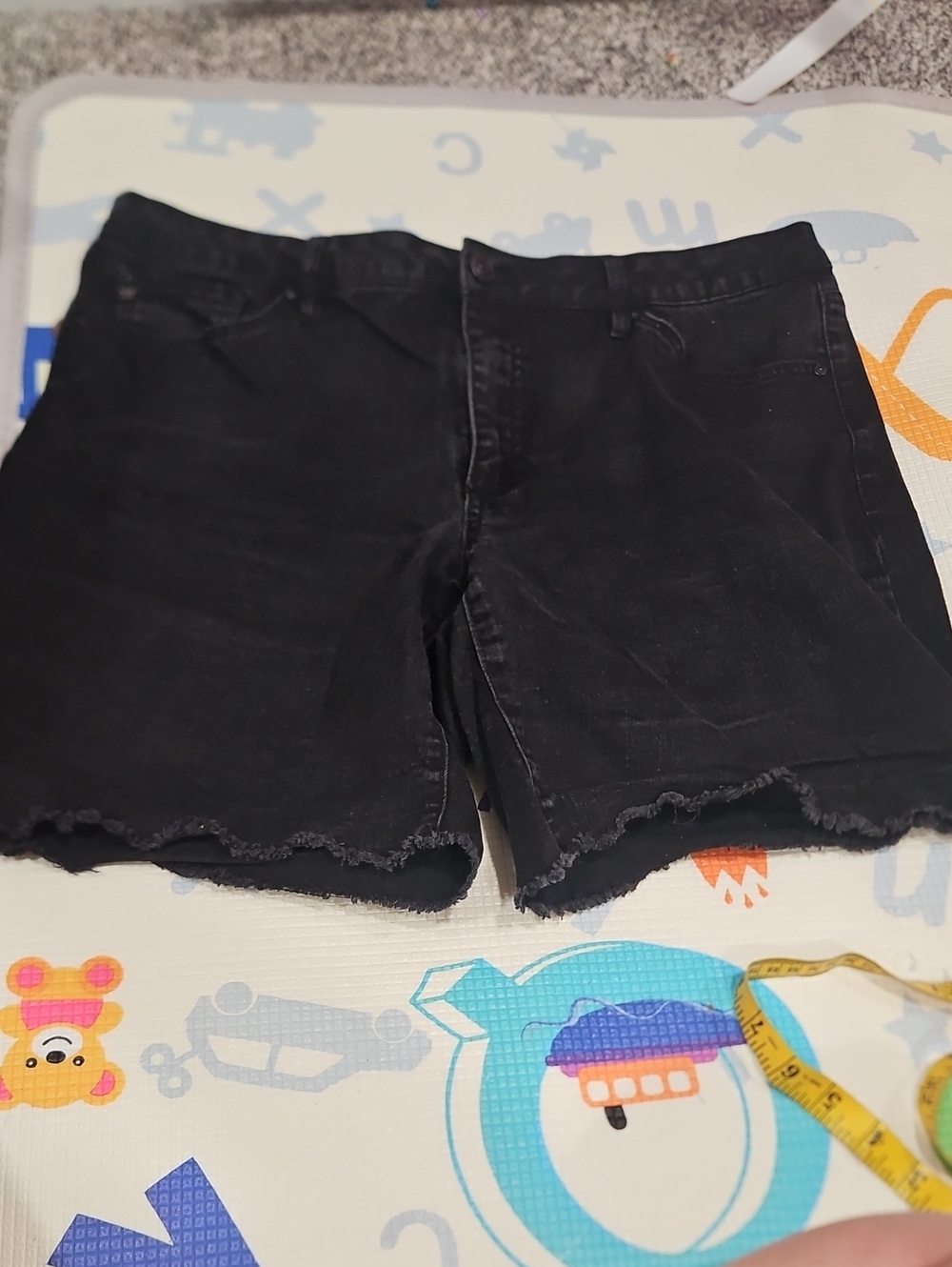 Seven7 Black Frayed Hem Denim Shorts